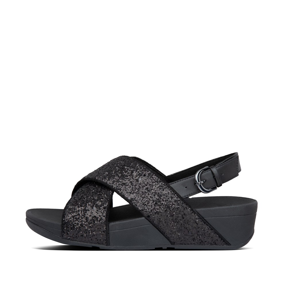 Fitflop Womens Sandals Black - Lulu Glitter Back-strap - HL4927503